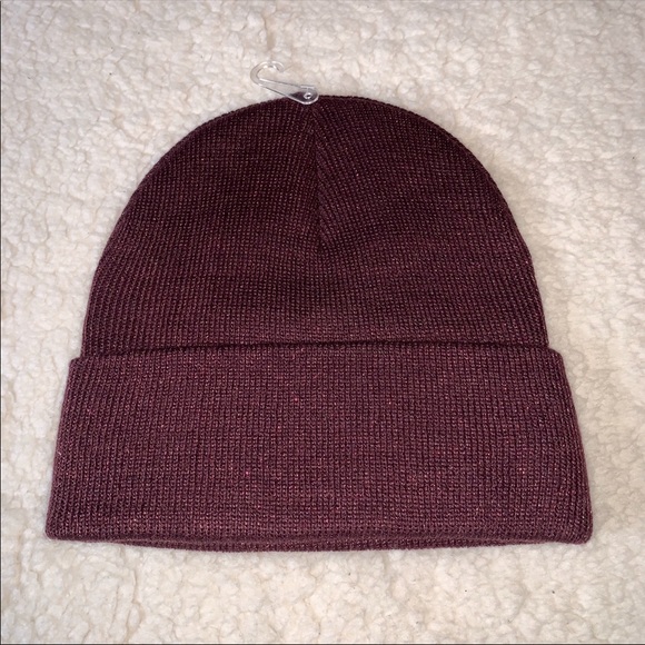 🔥VS PINK Sparkle Shimmer Beanie Hat Black Orchid - Picture 5 of 8